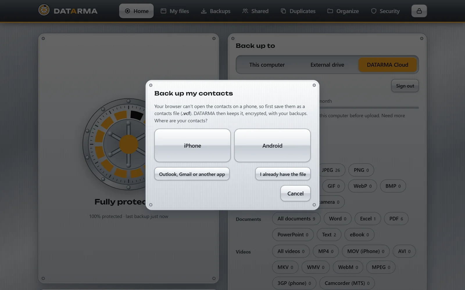 Back up my contacts from iPhone or Android.